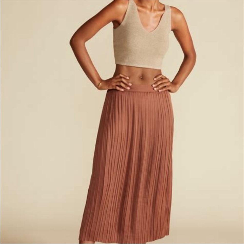 Amour Vert “Blaze” Pleated Midi Skirt